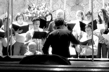 The American Radio Choir performing a contemporary American composer's work